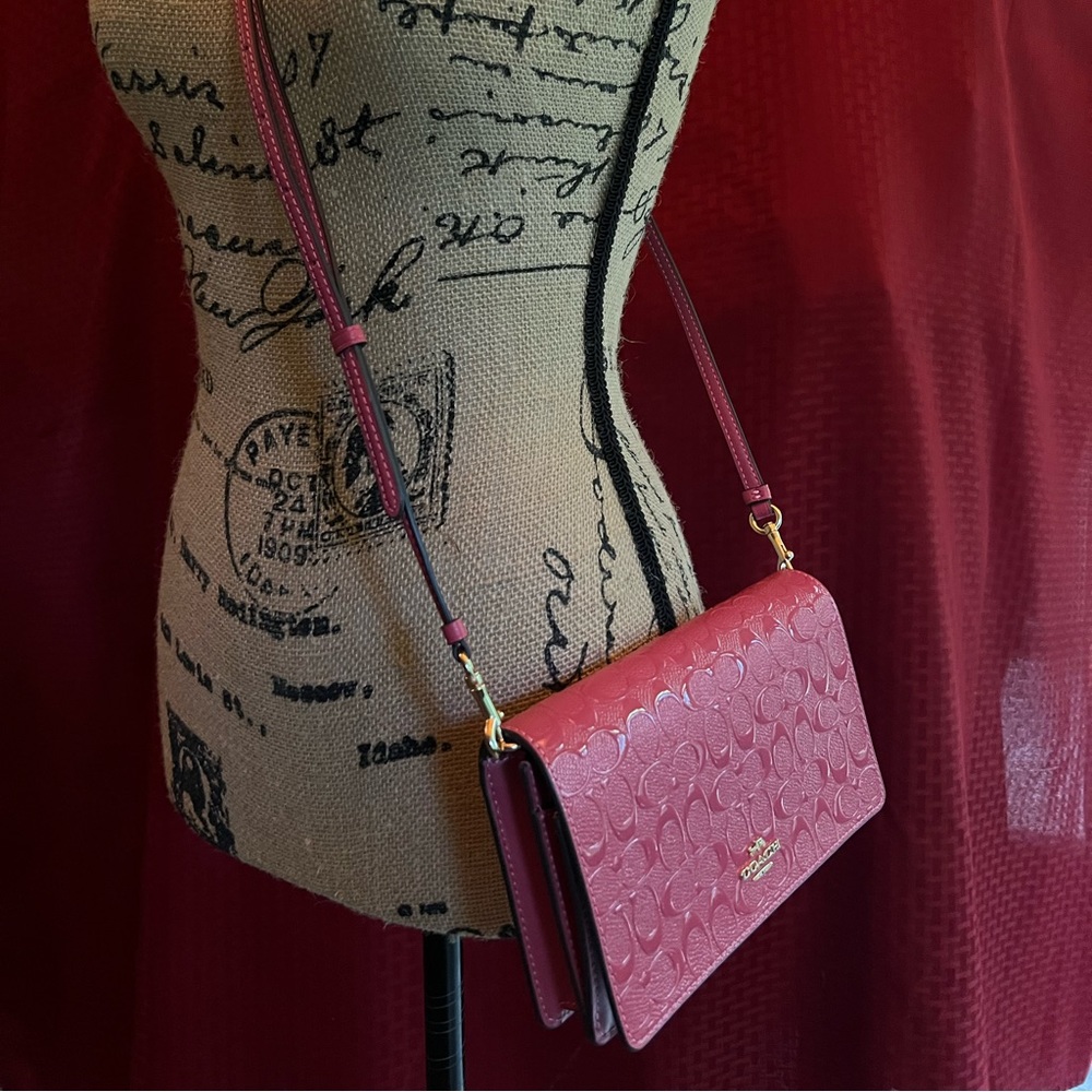 Coach Anna Foldover Clutch Crossbody In Pink